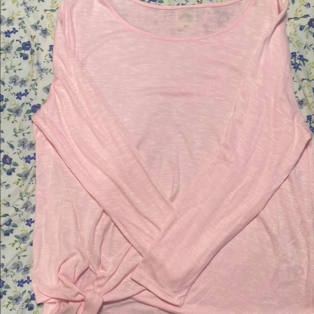Elegant Light Pink Long Sleeve Blouse